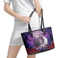 Halloween Skeleton Couple Leather Tote Bag Til Death Do Us Part LT05 - Wonder Print Shop
