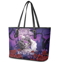 Halloween Skeleton Couple Leather Tote Bag Til Death Do Us Part LT05 - Wonder Print Shop