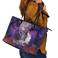 Halloween Skeleton Couple Leather Tote Bag Til Death Do Us Part LT05 - Wonder Print Shop