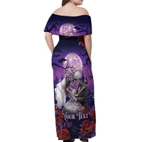 Personalised Halloween Skeleton Couple Off Shoulder Maxi Dress Til Death Do Us Part LT05 - Wonder Print Shop