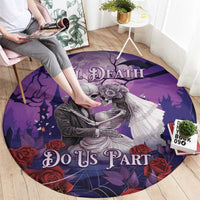 Halloween Skeleton Couple Round Carpet Til Death Do Us Part