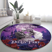 Halloween Skeleton Couple Round Carpet Til Death Do Us Part