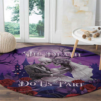 Halloween Skeleton Couple Round Carpet Til Death Do Us Part