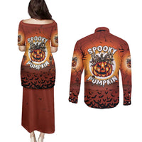 Coquette Pumpkin Halloween Couples Matching Puletasi and Long Sleeve Button Shirt It's Spooky Season LT05 - Wonder Print Shop