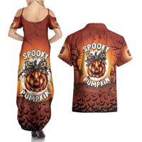 Coquette Pumpkin Halloween Couples Matching Summer Maxi Dress and Hawaiian Shirt It's Spooky Season LT05 - Wonder Print Shop