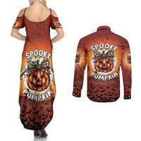 Coquette Pumpkin Halloween Couples Matching Summer Maxi Dress and Long Sleeve Button Shirt It's Spooky Season LT05 - Wonder Print Shop