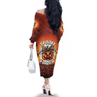 Coquette Pumpkin Halloween Family Matching Off The Shoulder Long Sleeve Dress and Hawaiian Shirt It's Spooky Season LT05 - Wonder Print Shop