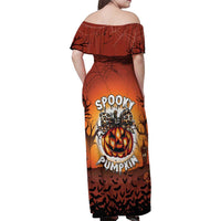 Coquette Pumpkin Halloween Family Matching Off Shoulder Maxi Dress and Hawaiian Shirt It's Spooky Season LT05 - Wonder Print Shop