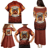 Coquette Pumpkin Halloween Family Matching Puletasi and Hawaiian Shirt It's Spooky Season LT05 - Wonder Print Shop
