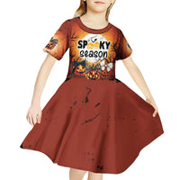 Coquette Pumpkin Halloween Kid Short Sleeve Dress It's Spooky Season LT05 - Wonder Print Shop