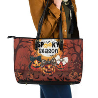 Coquette Pumpkin Halloween Leather Tote Bag It's Spooky Season LT05 - Wonder Print Shop