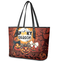 Coquette Pumpkin Halloween Leather Tote Bag It's Spooky Season LT05 - Wonder Print Shop