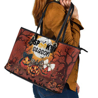 Coquette Pumpkin Halloween Leather Tote Bag It's Spooky Season LT05 - Wonder Print Shop