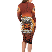 Coquette Pumpkin Halloween Long Sleeve Bodycon Dress It's Spooky Season LT05 - Wonder Print Shop