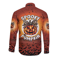 Coquette Pumpkin Halloween Long Sleeve Button Shirt It's Spooky Season LT05 - Wonder Print Shop