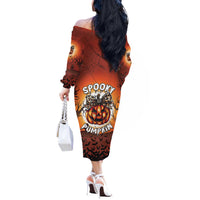 Coquette Pumpkin Halloween Off The Shoulder Long Sleeve Dress It's Spooky Season LT05 - Wonder Print Shop