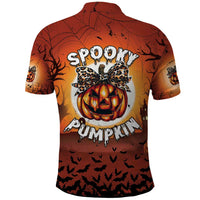 Coquette Pumpkin Halloween Polo Shirt It's Spooky Season LT05 - Wonder Print Shop