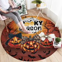 Coquette Pumpkin Halloween Round Carpet It's Spooky Season