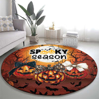 Coquette Pumpkin Halloween Round Carpet It's Spooky Season