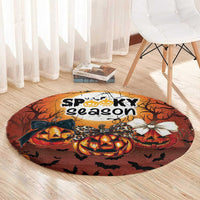 Coquette Pumpkin Halloween Round Carpet It's Spooky Season