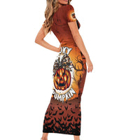 Coquette Pumpkin Halloween Short Sleeve Bodycon Dress It's Spooky Season LT05 - Wonder Print Shop