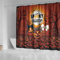 Coquette Pumpkin Halloween Shower Curtain It's Spooky Season
