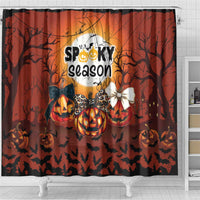 Coquette Pumpkin Halloween Shower Curtain It's Spooky Season