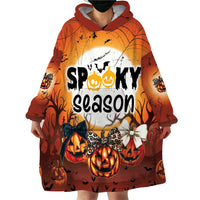 Coquette Pumpkin Halloween Wearable Blanket Hoodie It's Spooky Season LT05 - Wonder Print Shop