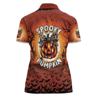 Coquette Pumpkin Halloween Women Polo Shirt It's Spooky Season LT05 - Wonder Print Shop