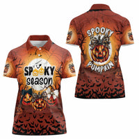 Coquette Pumpkin Halloween Women Polo Shirt It's Spooky Season LT05 - Wonder Print Shop