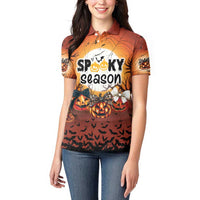 Coquette Pumpkin Halloween Women Polo Shirt It's Spooky Season LT05 - Wonder Print Shop