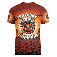 Coquette Pumpkin Halloween Women V-Neck T-Shirt It's Spooky Season LT05 - Wonder Print Shop