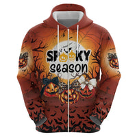 Coquette Pumpkin Halloween Zip Hoodie It's Spooky Season LT05 - Wonder Print Shop
