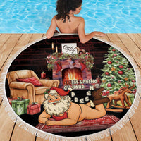 Funny Christmas Beach Blanket Naughty Santa Im Laying On Your Present - Wonder Print Shop