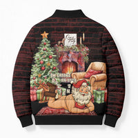 Funny Christmas Bomber Puffer Jacket Naughty Santa Im Laying On Your Present - Wonder Print Shop