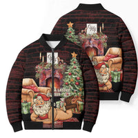 Funny Christmas Bomber Puffer Jacket Naughty Santa Im Laying On Your Present - Wonder Print Shop