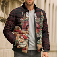 Funny Christmas Bomber Puffer Jacket Naughty Santa Im Laying On Your Present - Wonder Print Shop