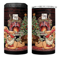 Funny Christmas 4 in 1 Can Cooler Tumbler Naughty Santa Im Laying On Your Present - Wonder Print Shop