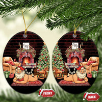 Funny Christmas Ceramic Ornament Naughty Santa Im Laying On Your Present - Wonder Print Shop