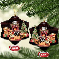 Funny Christmas Ceramic Ornament Naughty Santa Im Laying On Your Present - Wonder Print Shop