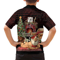 Funny Christmas Family Matching Short Sleeve Bodycon Dress and Hawaiian Shirt Naughty Santa Im Laying On Your Present - Wonder Print Shop