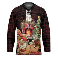Funny Christmas Hockey Jersey Naughty Santa Im Laying On Your Present - Wonder Print Shop