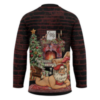 Funny Christmas Hockey Jersey Naughty Santa Im Laying On Your Present - Wonder Print Shop