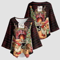 Funny Christmas Kimono Sleeve Blouse Naughty Santa Im Laying On Your Present - Wonder Print Shop
