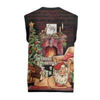 Funny Christmas Knitted V-Neck Vest Naughty Santa Im Laying On Your Present - Wonder Print Shop