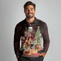 Funny Christmas Long Sleeve Polo Shirt Naughty Santa Im Laying On Your Present - Wonder Print Shop