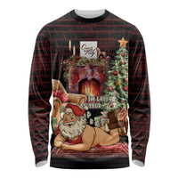 Funny Christmas Long Sleeve Shirt Naughty Santa Im Laying On Your Present - Wonder Print Shop