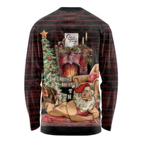 Funny Christmas Long Sleeve Shirt Naughty Santa Im Laying On Your Present - Wonder Print Shop