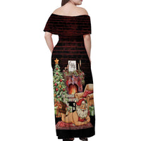 Funny Christmas Off Shoulder Maxi Dress Naughty Santa Im Laying On Your Present - Wonder Print Shop