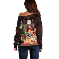 Funny Christmas Off Shoulder Sweater Naughty Santa Im Laying On Your Present - Wonder Print Shop